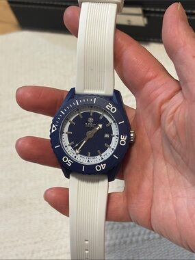 MSC Blue Dial Smartwatch with White Silicone Strap